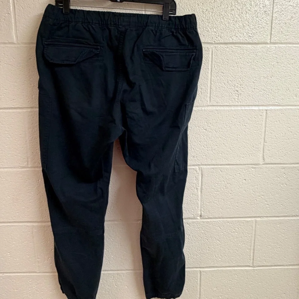 Abercrombie Men Cargo Jogger Pants XL Black Utility Streetwear Tapered Zipper